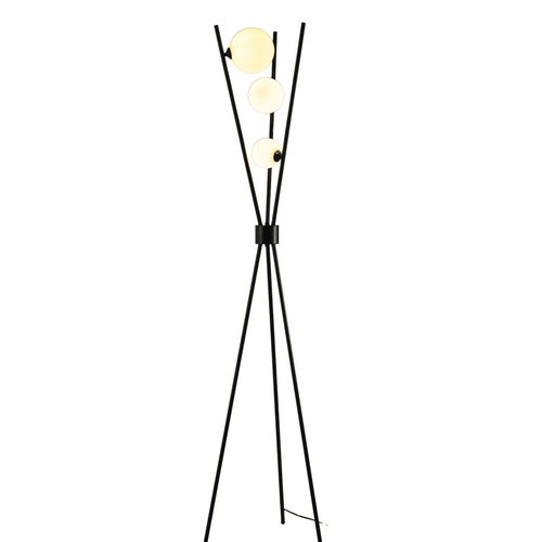 Lampadaire Trépied Noir Boules Blanches - Phoebe