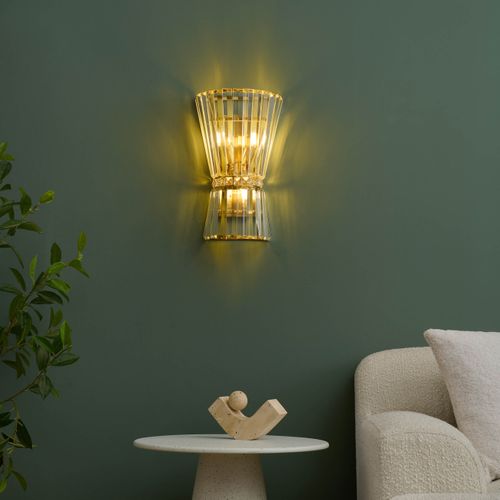 Applique Chic Cristal Transparent Et Métal Doré - Giova