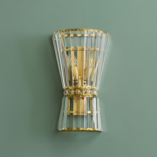 Applique Chic Cristal Transparent Et Métal Doré - Giova