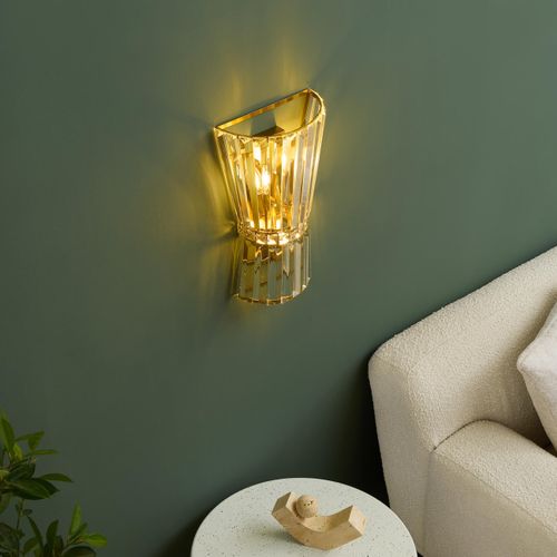 Applique Chic Cristal Transparent Et Métal Doré - Giova