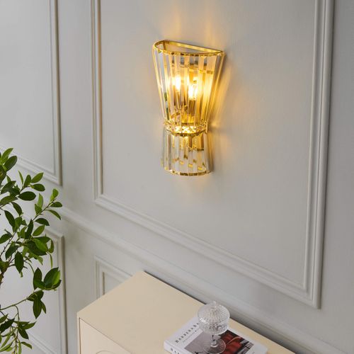 Applique Chic Cristal Transparent Et Métal Doré - Giova