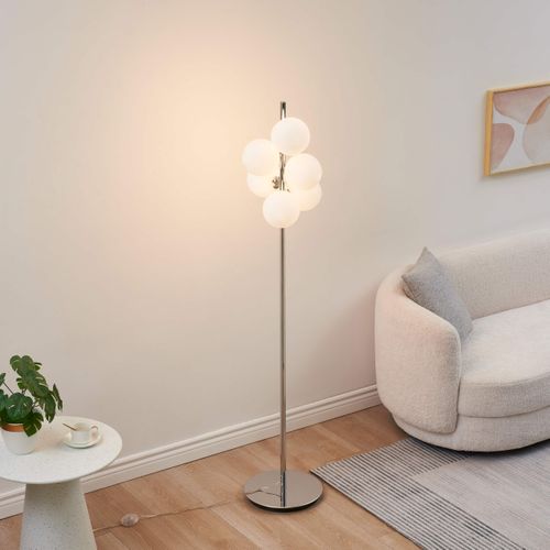 Lampadaire Chromé Tendance 7 Sphères En Verre 160 Cm - Nicolea