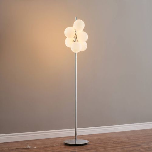 Lampadaire Chromé Tendance 7 Sphères En Verre 160 Cm - Nicolea