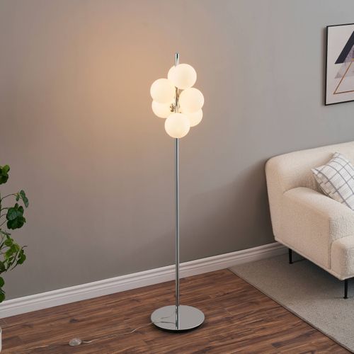 Lampadaire Chromé Tendance 7 Sphères En Verre 160 Cm - Nicolea