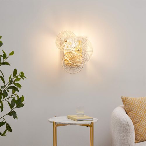 Applique Murale Chic Métal Doré Brillant Et Verre - Emilia