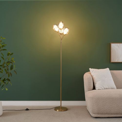 Lampadaire Doré Grappe De Quatre Verres Doublé 165 Cm - Seryn