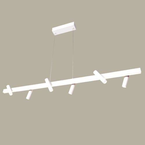 Longue Suspension Blanche Linéaire LED Dimmable Spots Orientables  - Aniska