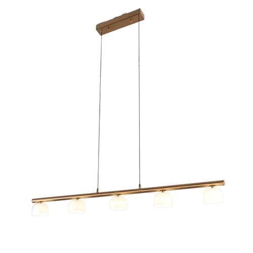 Longue Suspension LED Laiton Avec 5 Dômes En Verre - Nysséa