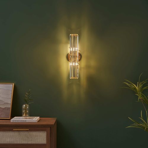 Applique Dorée Verre Transparent Et Ornement En Spirale - Daryna