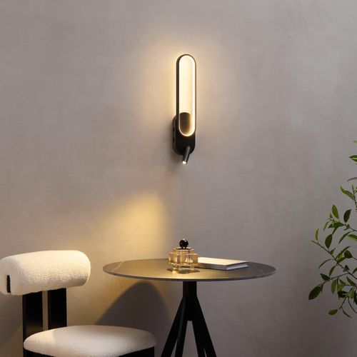 Applique Liseuse LED Intégrée Finition Noire Double Interrupteur - Jena