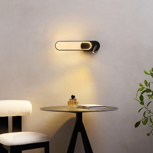 Applique Liseuse LED Intégrée Finition Noire Double Interrupteur - Jena