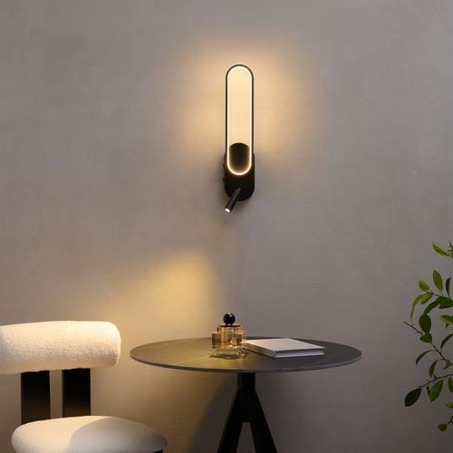 Applique Liseuse LED Intégrée Finition Noire Double Interrupteur - Jena