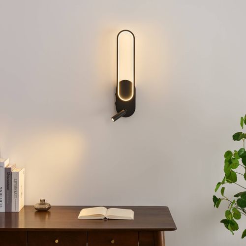 Applique Liseuse LED Intégrée Finition Noire Double Interrupteur - Jena