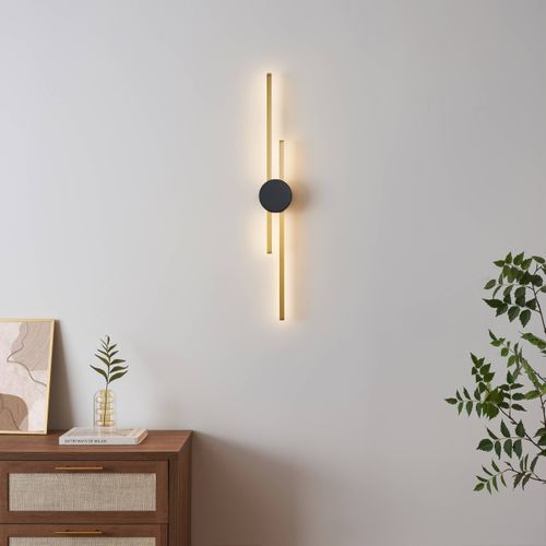 Grande Applique Laiton Socle Noir Aux Lignes Épurées 89 Cm - Pia