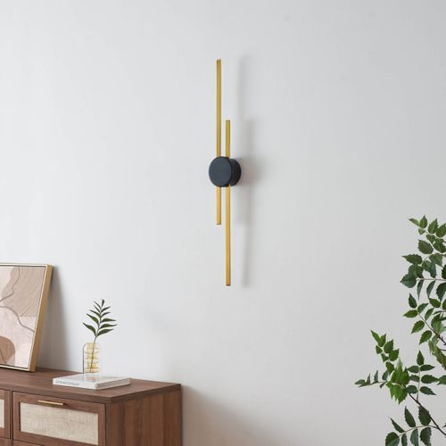 Grande Applique Laiton Socle Noir Aux Lignes Épurées 89 Cm - Pia