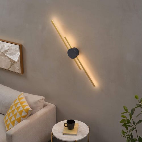 Grande Applique Laiton Socle Noir Aux Lignes Épurées 89 Cm - Pia