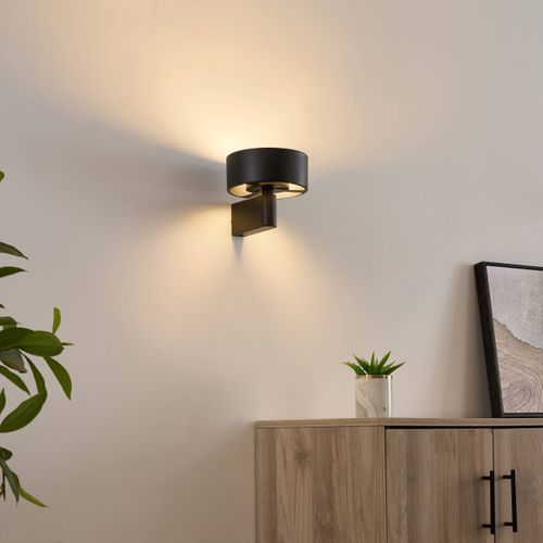 Applique Murale Noire En Métal Avec Tête Ronde LED - Prins