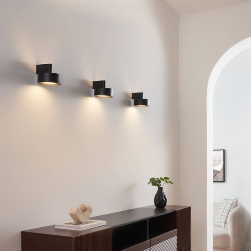 Applique Murale Noire En Métal Avec Tête Ronde LED - Prins