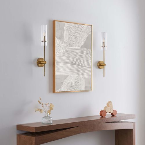 Grande Applique Support Doré Et Tube En Verre Transparent - Sérénia