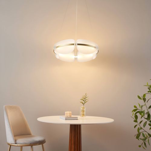 Suspension Circulaire Dorée LED Verre Dépoli 62 Cm - Cristalia