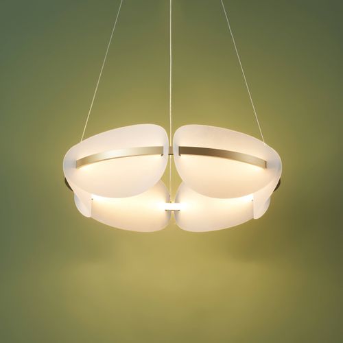 Suspension Circulaire Dorée LED Verre Dépoli 62 Cm - Cristalia