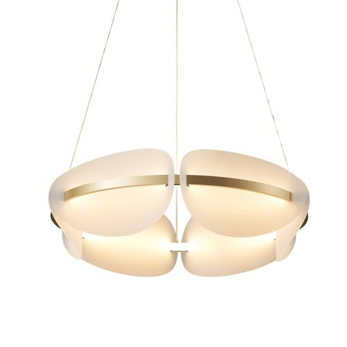 Suspension Circulaire Dorée LED Verre Dépoli 62 Cm - Cristalia