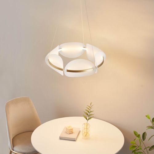 Suspension Circulaire Dorée LED Verre Dépoli 62 Cm - Cristalia