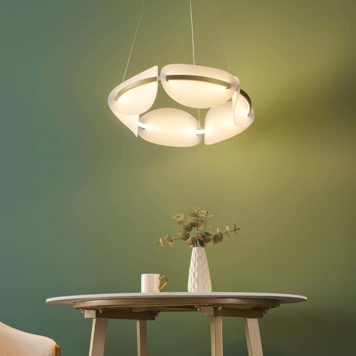 Suspension Circulaire Dorée LED Verre Dépoli 62 Cm - Cristalia