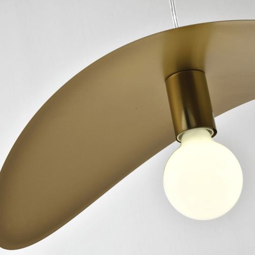 Grande Suspension Aérienne Courbée En Métal Doré  - Piuma