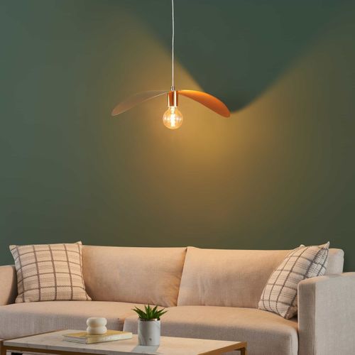 Grande Suspension Aérienne Courbée En Métal Doré  - Piuma