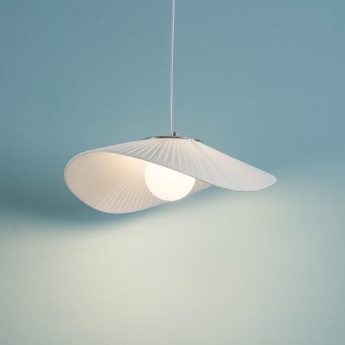 Grande Suspension Aérienne Courbée En Métal Et Textile Blanc - Odalia