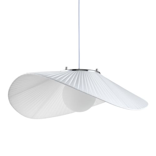 Grande Suspension Aérienne Courbée En Métal Et Textile Blanc - Odalia