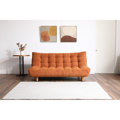 Banquette Convertible Capitonnée Tissu Bouclette Terracotta - Valentin