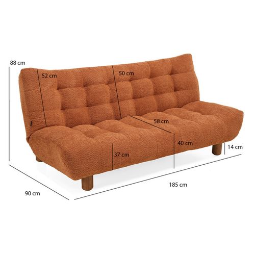 Banquette Convertible Capitonnée Tissu Bouclette Terracotta - Valentin