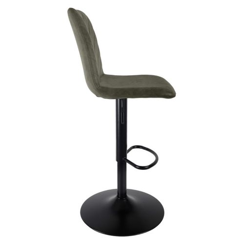 Tabouret De Bar Réglable En Microfibre Vert Et Pied Métal - Coby 2
