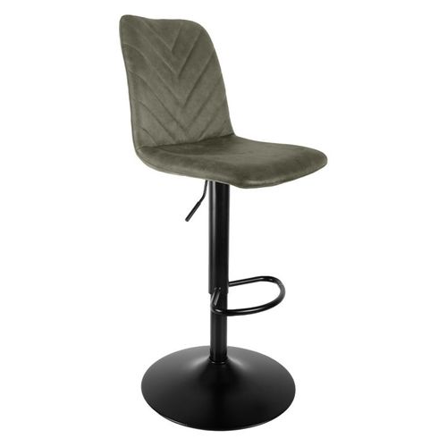 Tabouret De Bar Réglable En Microfibre Vert Et Pied Métal - Coby 2
