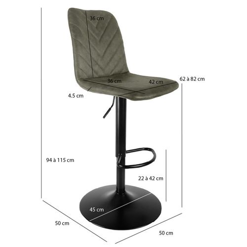Lot 2 Tabourets De Bar Réglables Microfibre Vert Et Métal - Coby 2