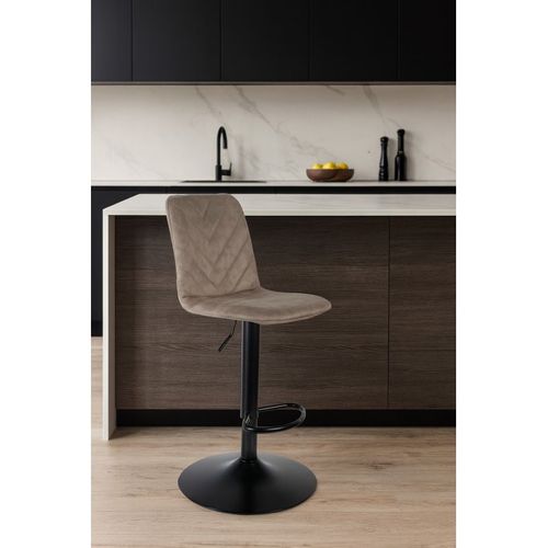 Lot 2 Tabourets De Bar Réglables Microfibre Taupe Et Métal - Coby 2