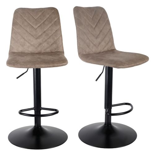 Lot 2 Tabourets De Bar Réglables Microfibre Taupe Et Métal - Coby 2