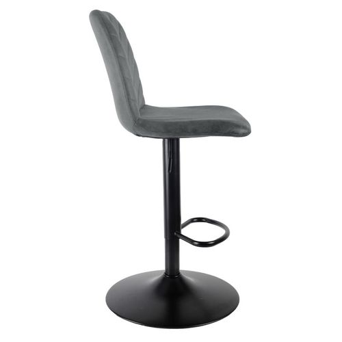 Tabouret De Bar Réglable En Microfibre Gris Et Pied Métal - Coby 2