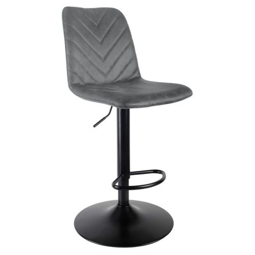 Tabouret De Bar Réglable En Microfibre Gris Et Pied Métal - Coby 2