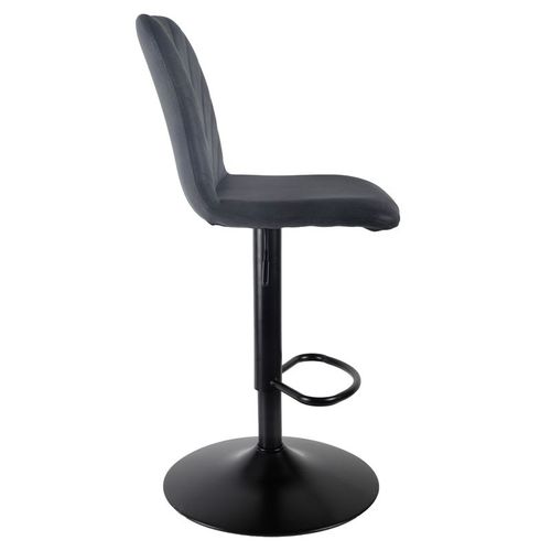 Tabouret De Bar Réglable Microfibre Anthracite Et Pied Métal - Coby 2