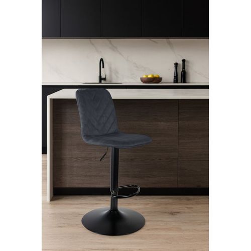 Lot 2 Tabourets De Bar Réglables En Microfibre Anthracite - Coby 2