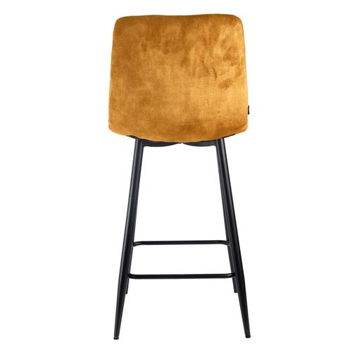 Lot 2 Chaises De Bar Avec Assise H.75 Cm En Velours Moutarde - Nami 2