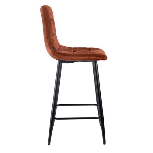 Lot 2 Chaises De Bar Avec Assise H.75 Cm En Velours Ocre - Nami 2