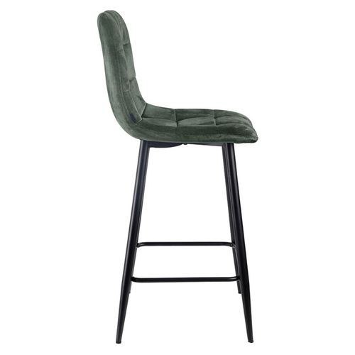 Lot 2 Chaises De Bar Avec Assise H.75 Cm En Velours Vert - Nami 2