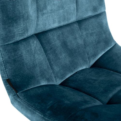 Lot 2 Chaises De Bar Avec Assise H.75 Cm En Velours Bleu - Nami 2