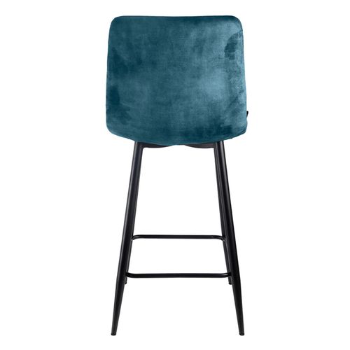 Lot 2 Chaises De Bar Avec Assise H.75 Cm En Velours Bleu - Nami 2