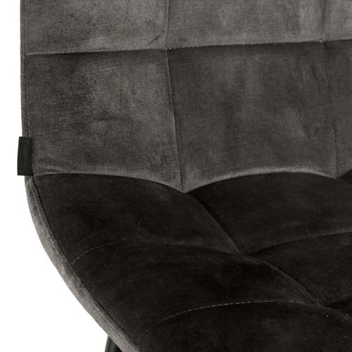 Lot 2 Chaises De Bar Assise H.75 Cm En Velours Gris Foncé - Nami 2