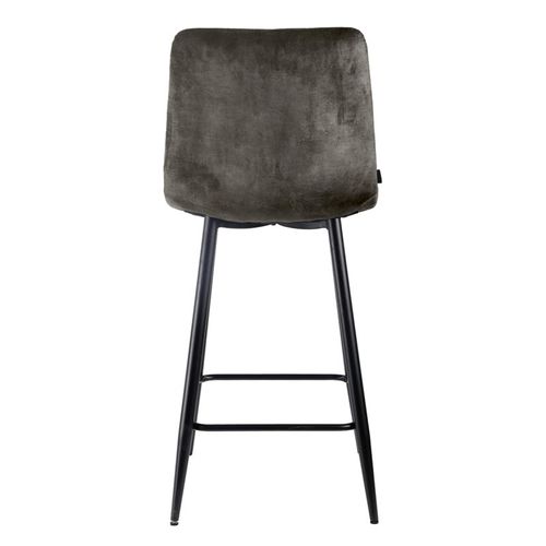 Lot 2 Chaises De Bar Assise H.75 Cm En Velours Gris Foncé - Nami 2